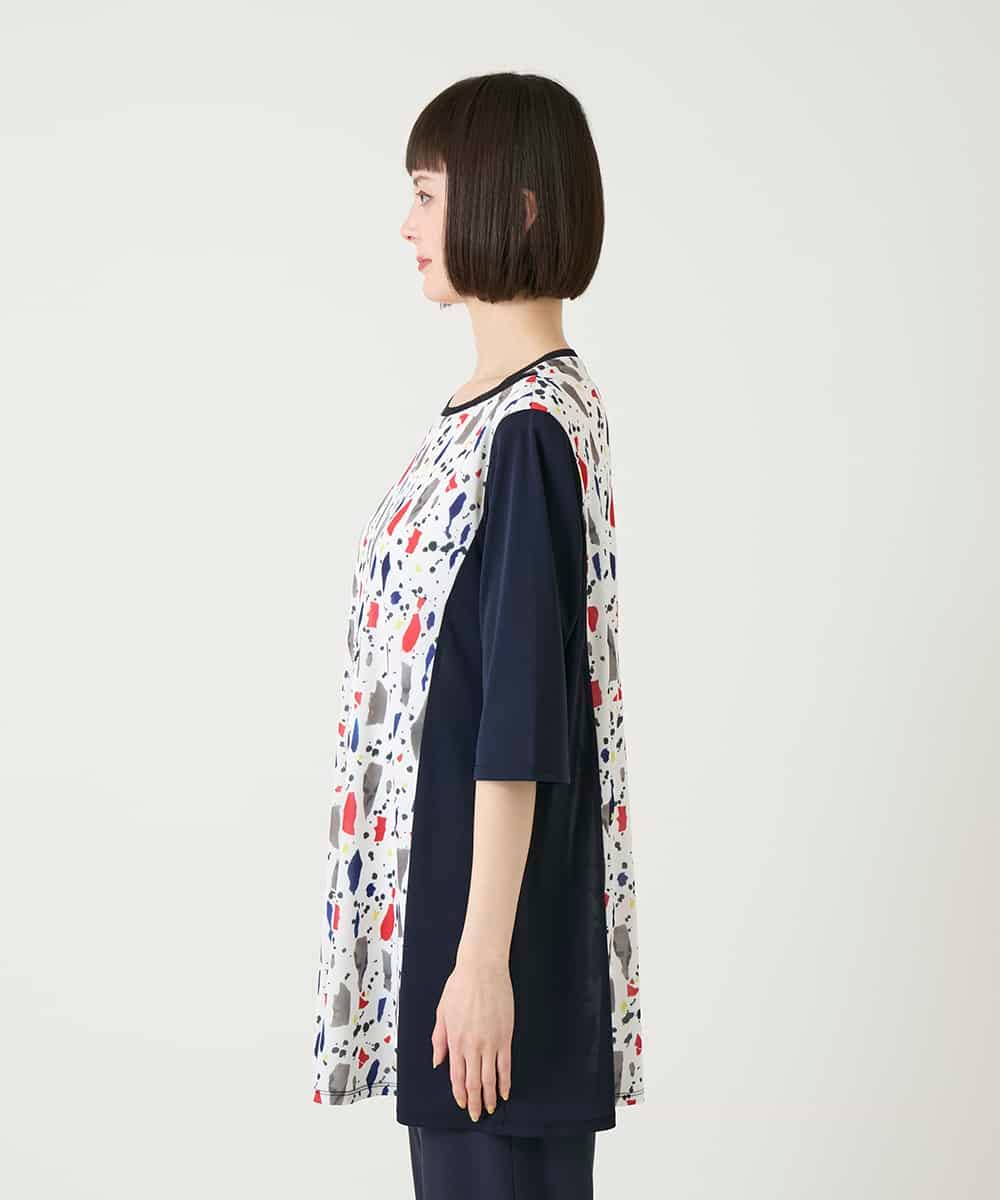 RBKGE24260 HIROKO BIS(ヒロコ ビス) 幾何柄デザインチュニック ホワイト