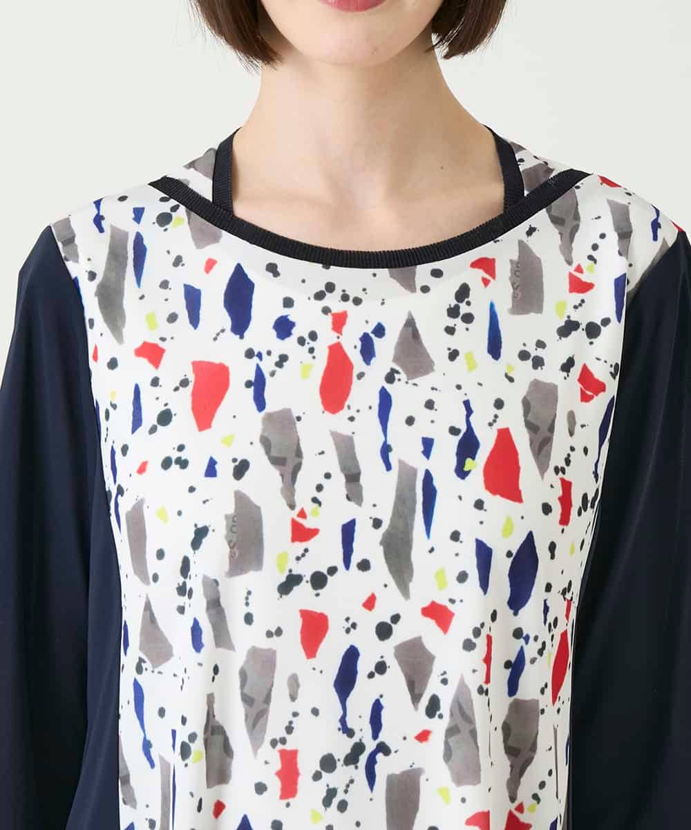 RBKGE24260 HIROKO BIS(ヒロコ ビス) 幾何柄デザインチュニック ホワイト