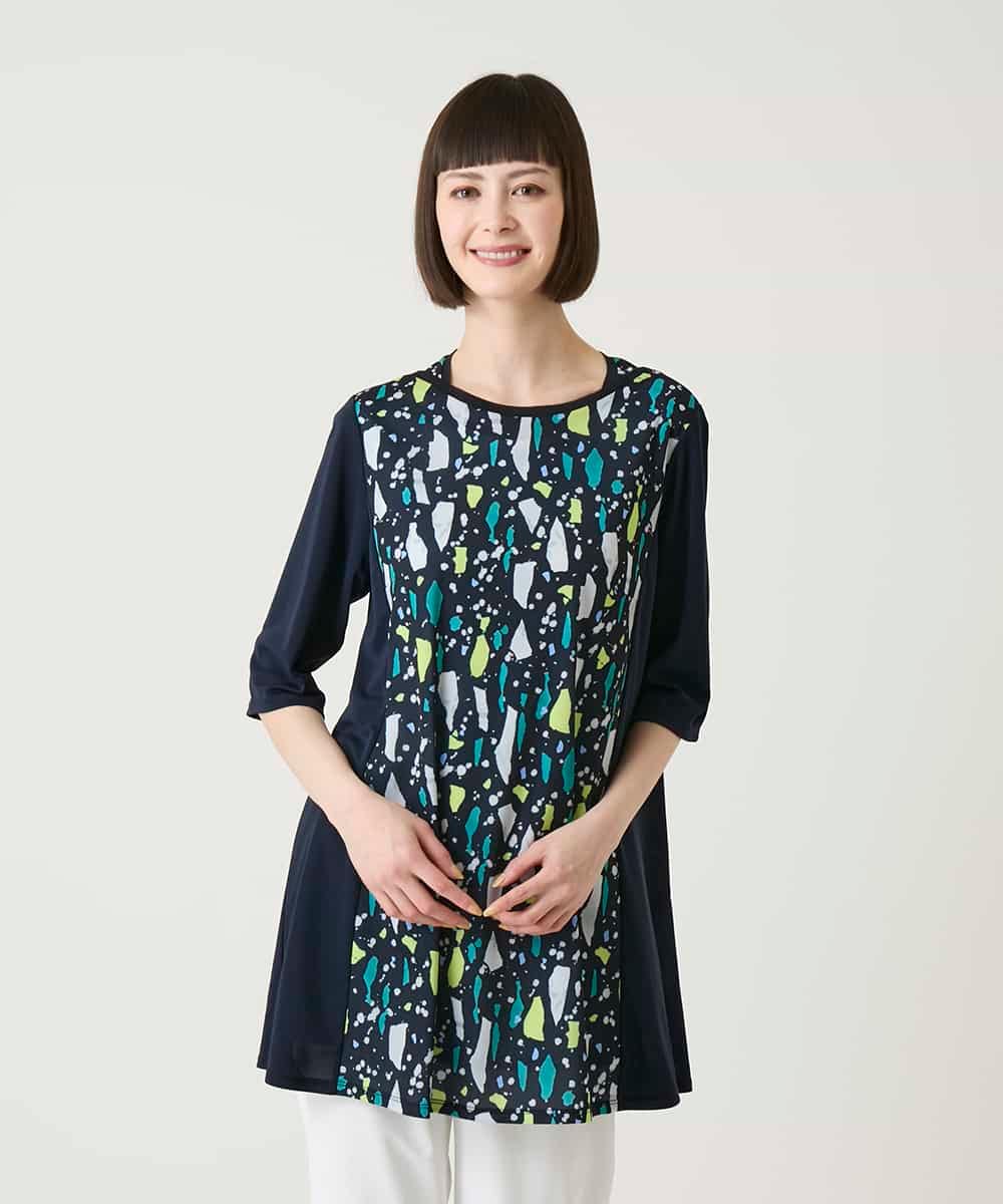 RBKGE24260 HIROKO BIS(ヒロコ ビス) 幾何柄デザインチュニック ホワイト