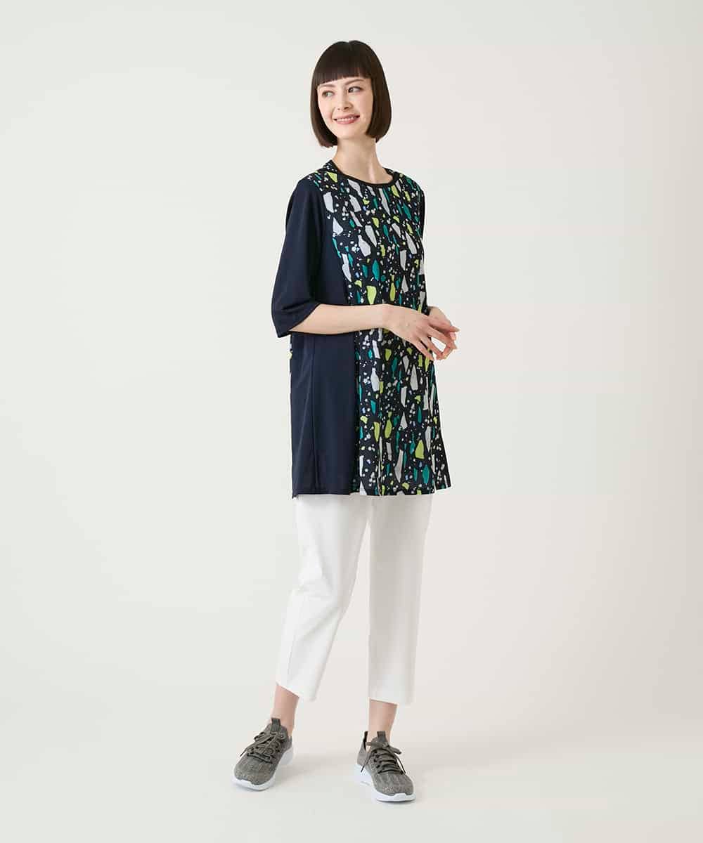 RBKGE24260 HIROKO BIS(ヒロコ ビス) 幾何柄デザインチュニック ホワイト