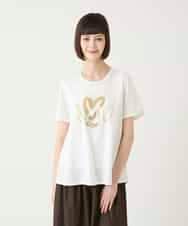 RBKGE25210 HIROKO BIS(ヒロコ ビス) スパンコールハートデザインカットソー ホワイト