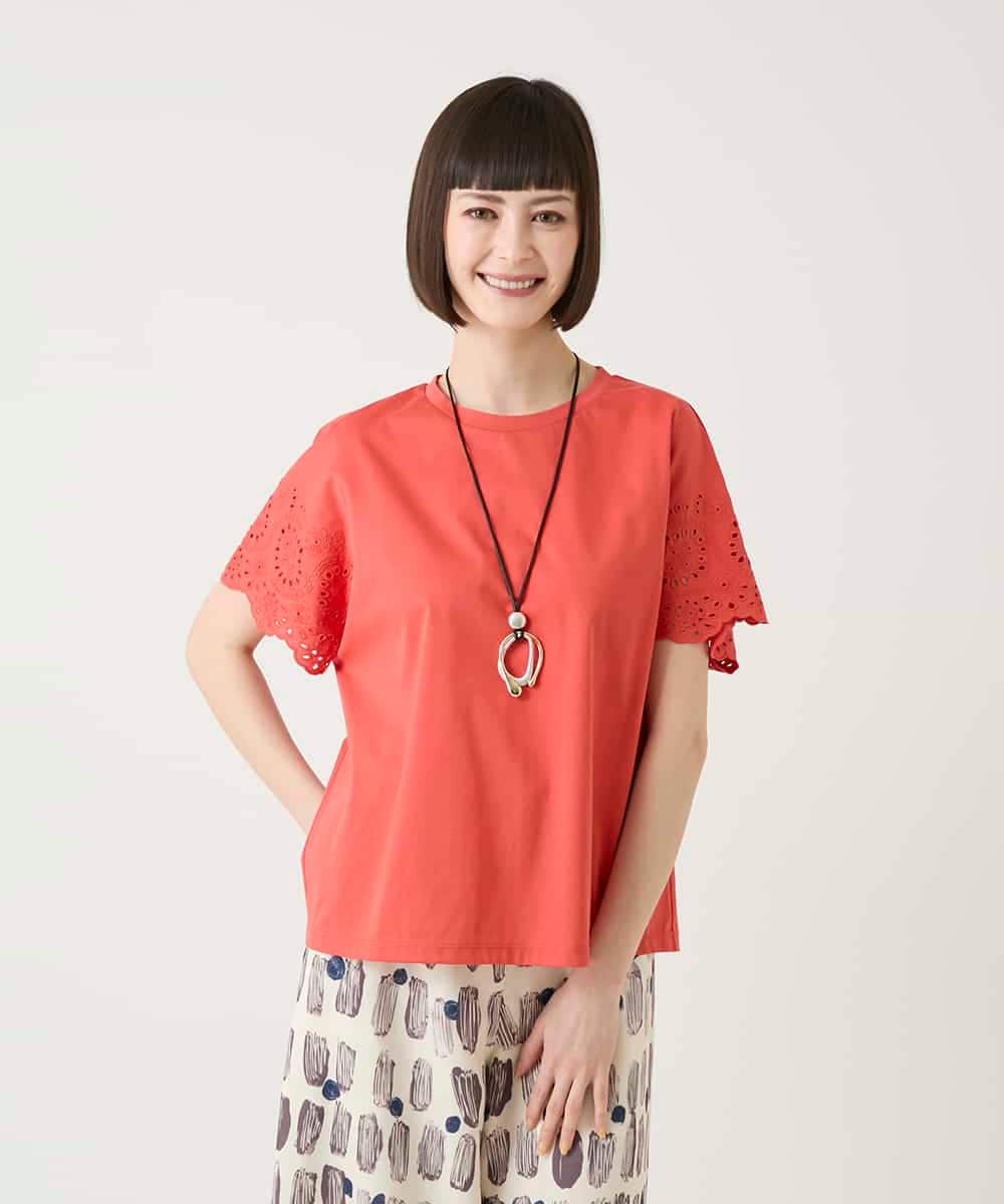 RBKGE26230 HIROKO BIS(ヒロコ ビス) スカラップレースデザインカットソー オレンジ