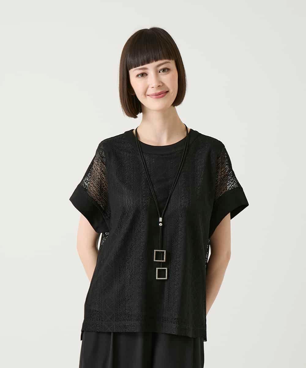 RBKGE30230 HIROKO BIS(ヒロコ ビス) ストライプレースカットソー ブラック