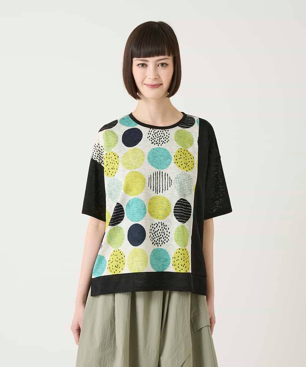 RBKGE35210 HIROKO BIS(ヒロコ ビス) カラフルパターンドットTシャツ アイボリー