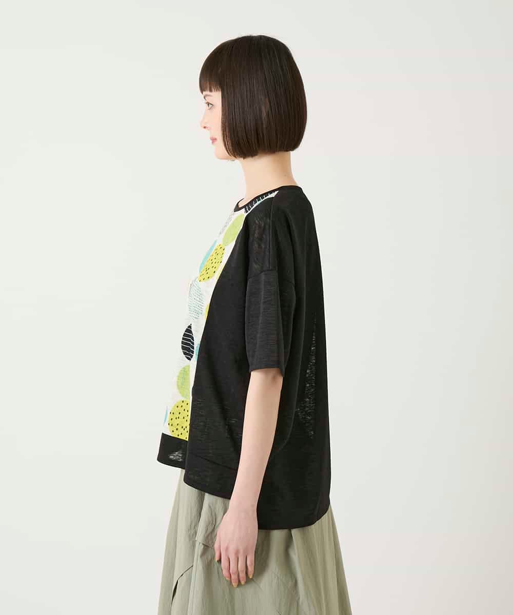 RBKGE35210 HIROKO BIS(ヒロコ ビス) カラフルパターンドットTシャツ アイボリー