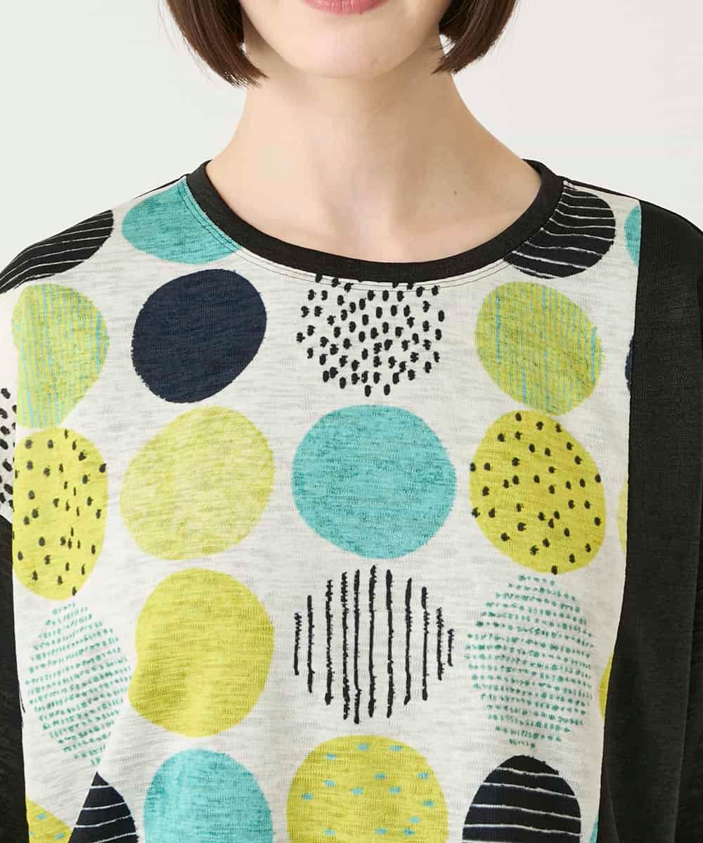 RBKGE35210 HIROKO BIS(ヒロコ ビス) カラフルパターンドットTシャツ アイボリー