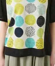 RBKGE35210 HIROKO BIS(ヒロコ ビス) カラフルパターンドットTシャツ アイボリー