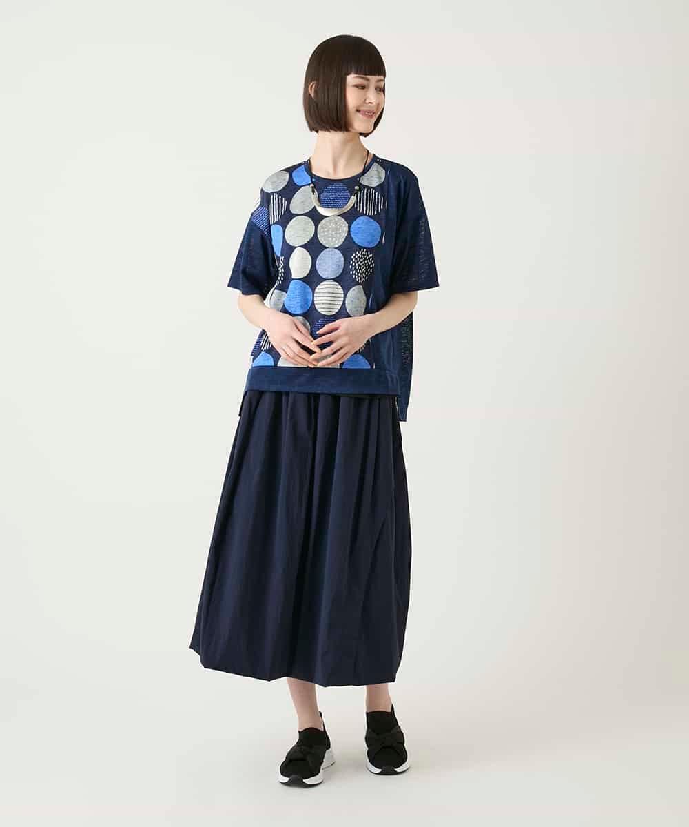 RBKGE35210 HIROKO BIS(ヒロコ ビス) カラフルパターンドットTシャツ アイボリー