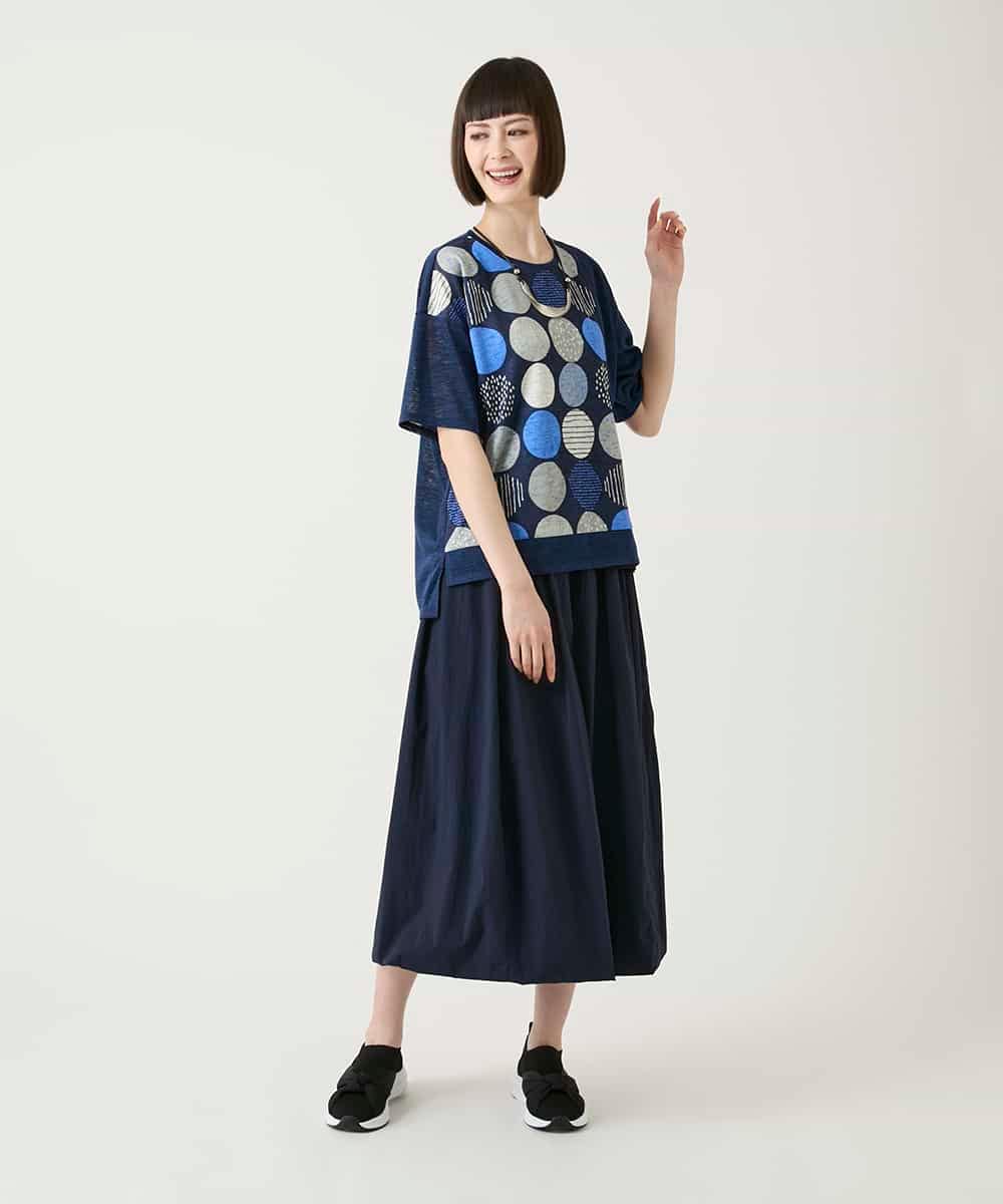 RBKGE35210 HIROKO BIS(ヒロコ ビス) カラフルパターンドットTシャツ アイボリー