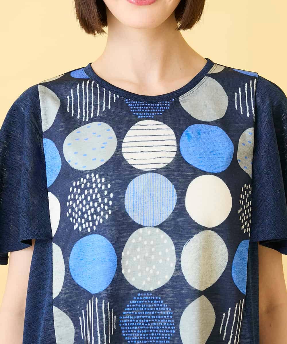 RBKGE36260 HIROKO BIS(ヒロコ ビス) 【先行予約】ドットプリントケープスリーブチュニック ネイビー