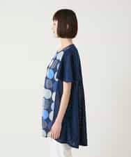 RBKGE36260 HIROKO BIS(ヒロコ ビス) ドットプリントケープスリーブチュニック ネイビー