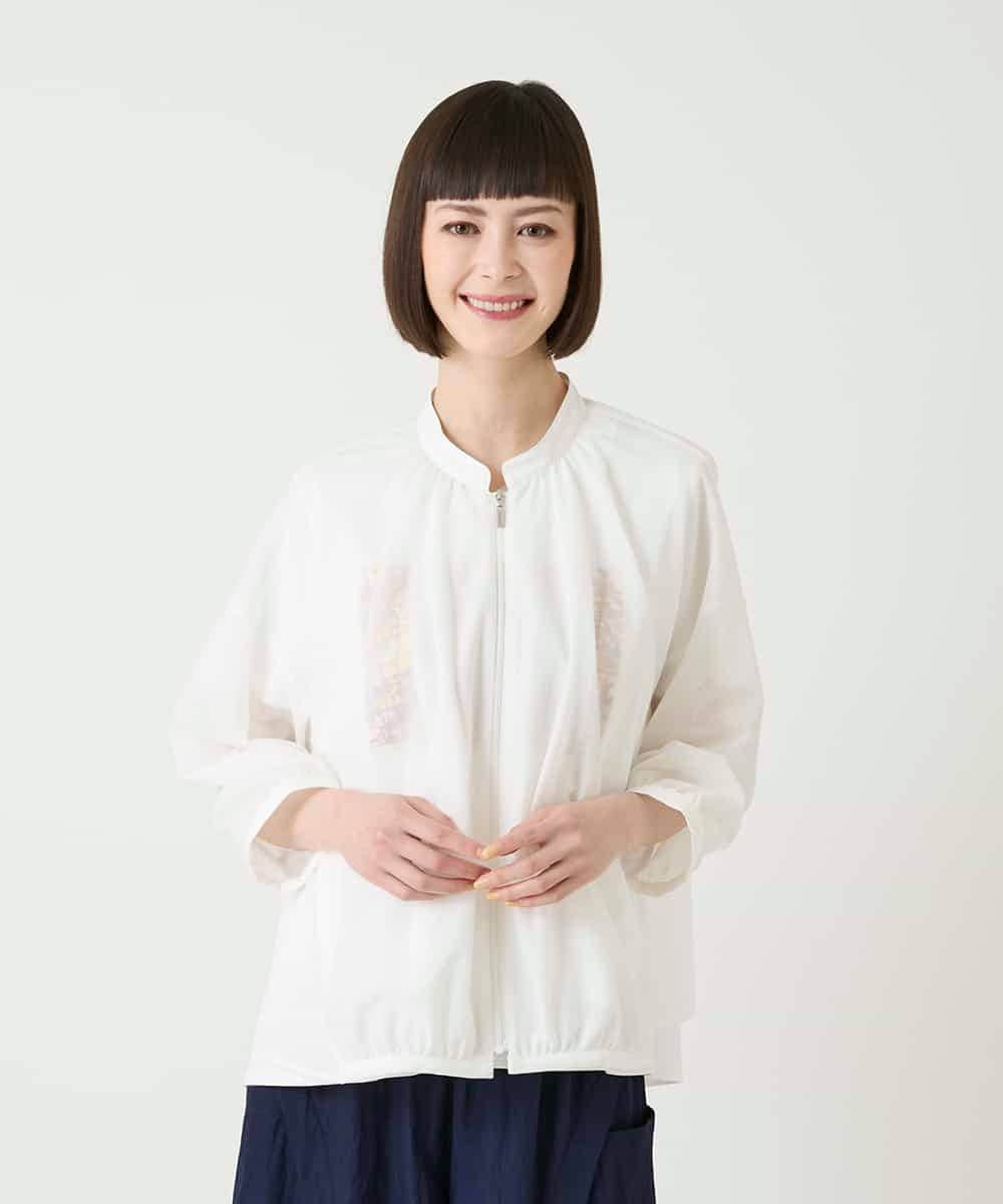 RBKGE40290 HIROKO BIS(ヒロコ ビス) 【接触冷感】シアーギャザーデザインブルゾン ホワイト