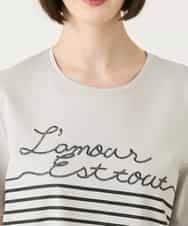 RBKGE45230 HIROKO BIS(ヒロコ ビス) ラメロゴ刺繍ボーダーカットソー ライトグレー