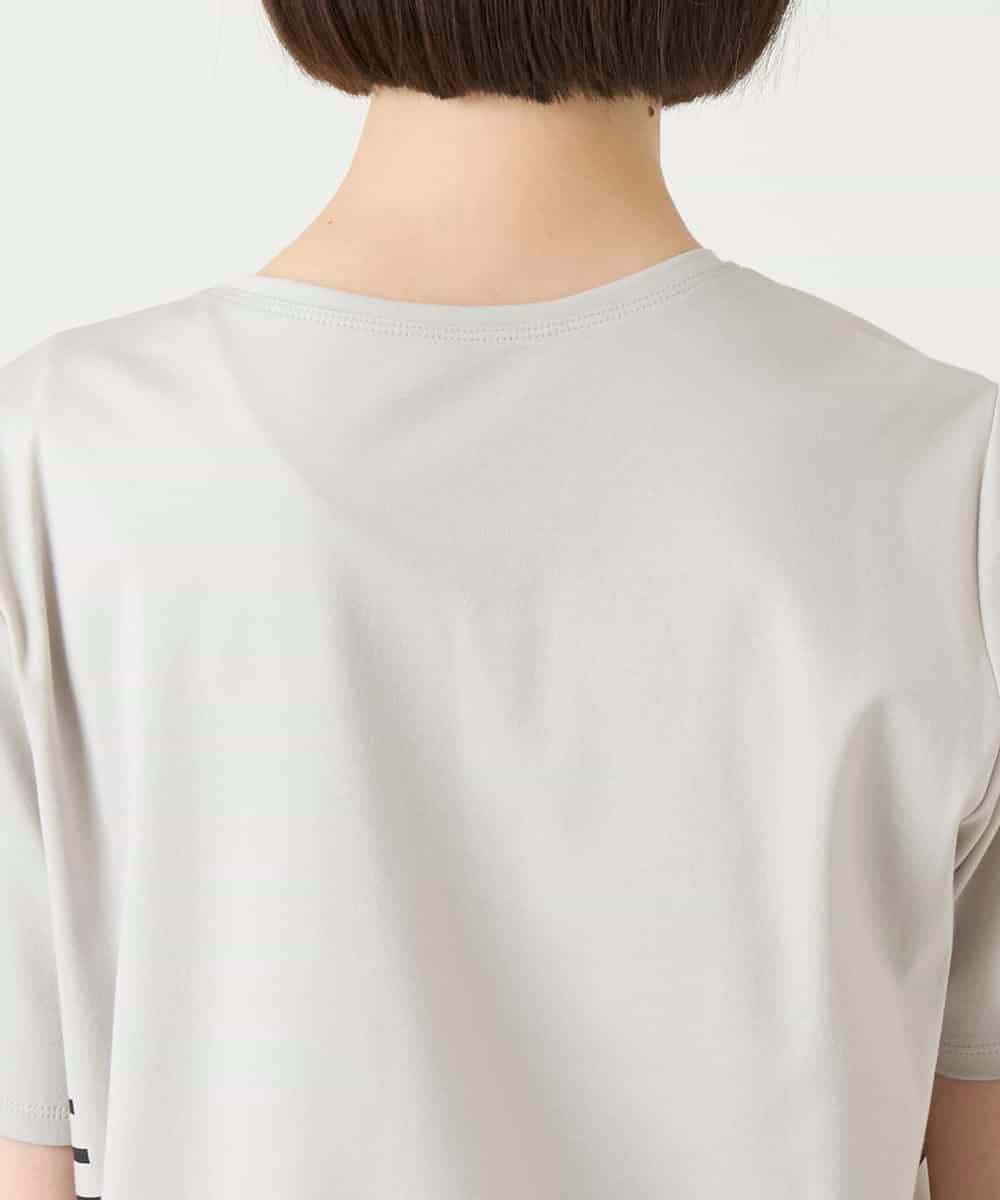 RBKGE45230 HIROKO BIS(ヒロコ ビス) ラメロゴ刺繍ボーダーカットソー ライトグレー