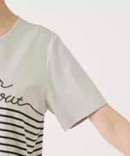 RBKGE45230 HIROKO BIS(ヒロコ ビス) ラメロゴ刺繍ボーダーカットソー ライトグレー