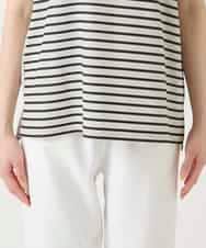 RBKGE45230 HIROKO BIS(ヒロコ ビス) ラメロゴ刺繍ボーダーカットソー ライトグレー