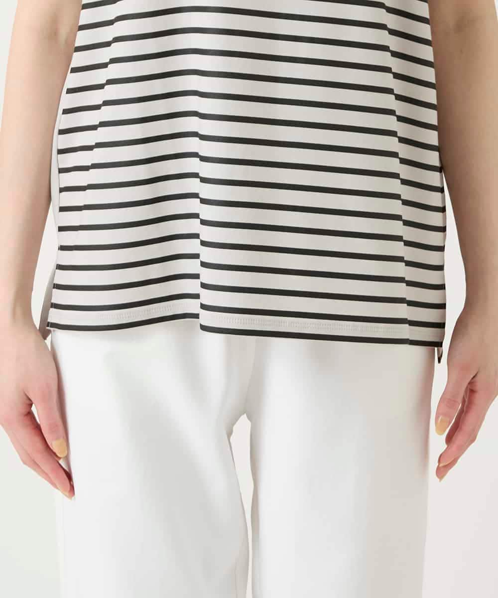 RBKGE45230 HIROKO BIS(ヒロコ ビス) ラメロゴ刺繍ボーダーカットソー ライトグレー