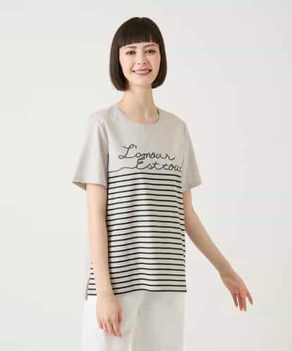 RBKGE45230  ラメロゴ刺繍ボーダーカットソー