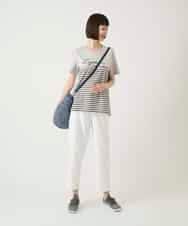 RBKGE45230 HIROKO BIS(ヒロコ ビス) ラメロゴ刺繍ボーダーカットソー ライトグレー