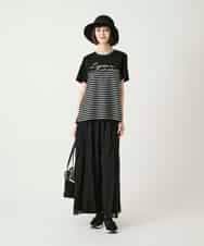 RBKGE45230 HIROKO BIS(ヒロコ ビス) ラメロゴ刺繍ボーダーカットソー ライトグレー