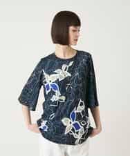 RBKGE47220 HIROKO BIS(ヒロコ ビス) アートフラワーフレアスリーブカットソー ネイビー