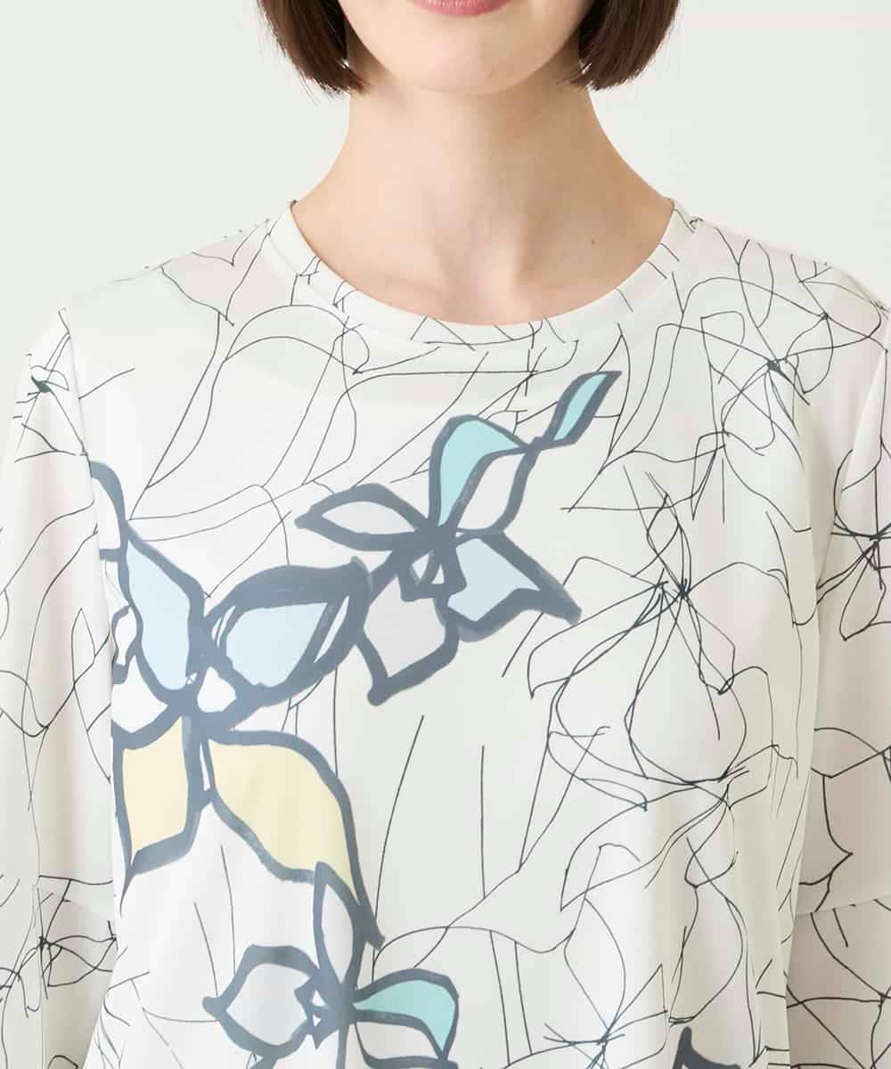 RBKGE47220 HIROKO BIS(ヒロコ ビス) アートフラワーフレアスリーブカットソー ホワイト