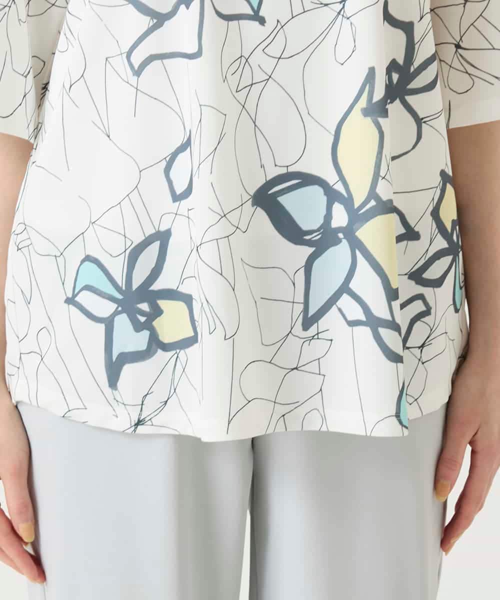 RBKGE47220 HIROKO BIS(ヒロコ ビス) アートフラワーフレアスリーブカットソー ホワイト