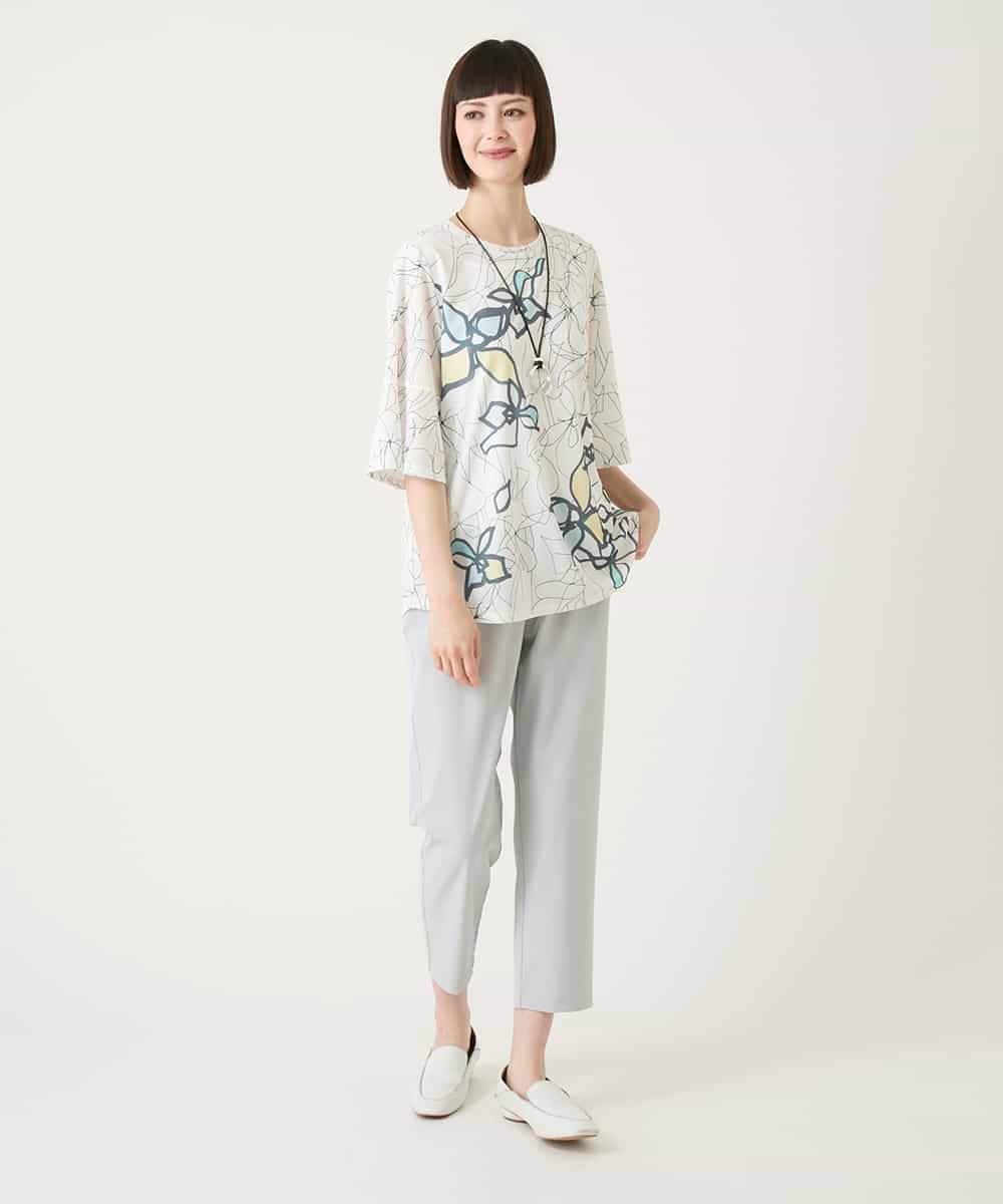 RBKGE47220 HIROKO BIS(ヒロコ ビス) アートフラワーフレアスリーブカットソー ホワイト