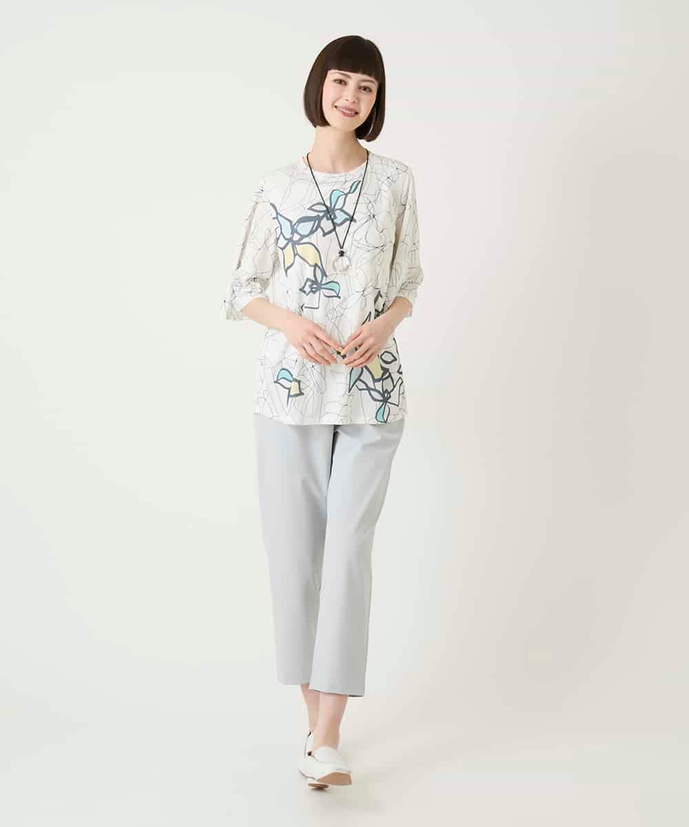 RBKGE47220 HIROKO BIS(ヒロコ ビス) アートフラワーフレアスリーブカットソー ホワイト