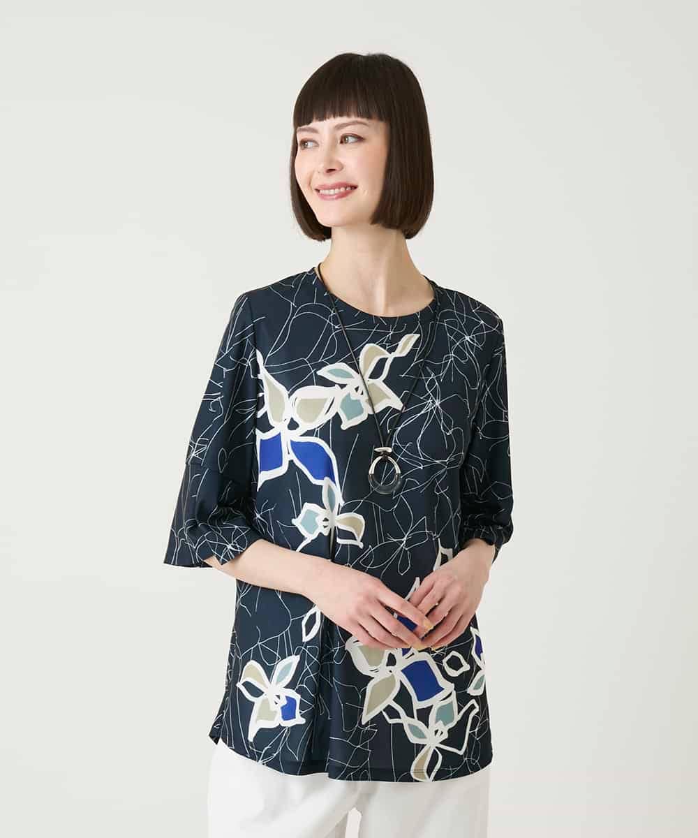 RBKGE47220 HIROKO BIS(ヒロコ ビス) アートフラワーフレアスリーブカットソー ホワイト