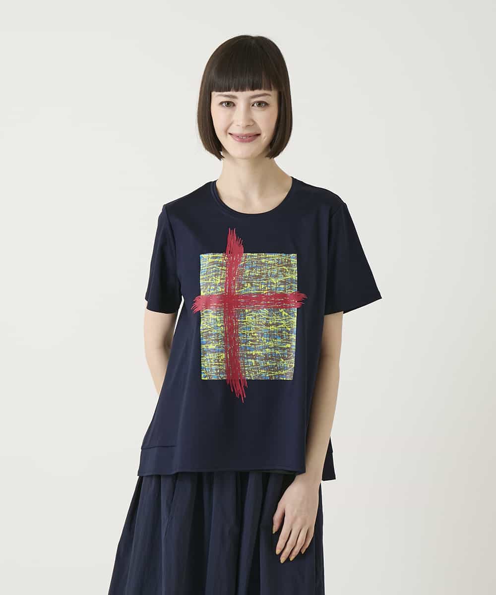 RBKGE50180 HIROKO BIS(ヒロコ ビス) 【接触冷感】ペイントグラフィックデザインカットソー ホワイト