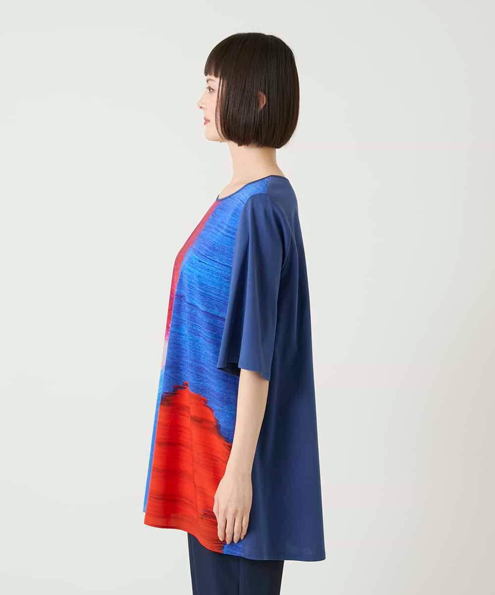 RBKGE53230 HIROKO BIS(ヒロコ ビス) 【接触冷感】立体ペイントカットソーチュニック ブルー