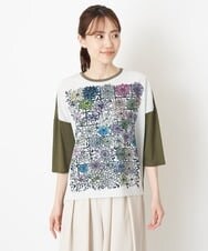 RBKGS40190 HIROKO BIS(ヒロコ ビス) 【洗える】パラリンアートジョイントデザインプルオーバー（クレマチス） カーキ