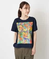 RBKGS42180 HIROKO BIS(ヒロコ ビス) 【洗える】パラリンアートドロップショルダーTシャツ（Layla） ネイビー