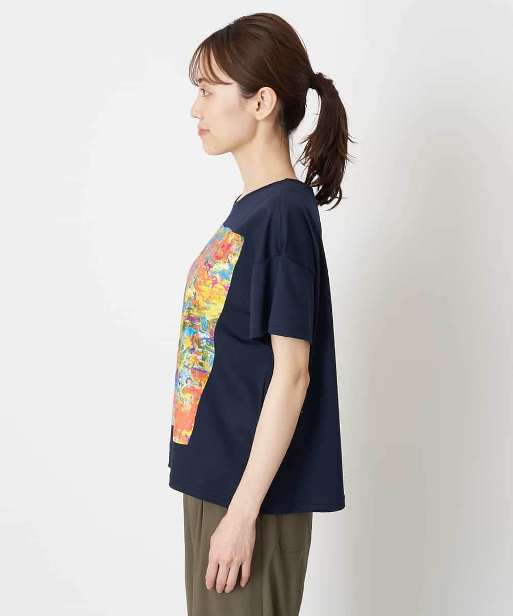 RBKGS42180 HIROKO BIS(ヒロコ ビス) 【洗える】パラリンアートドロップショルダーTシャツ（Layla） ネイビー