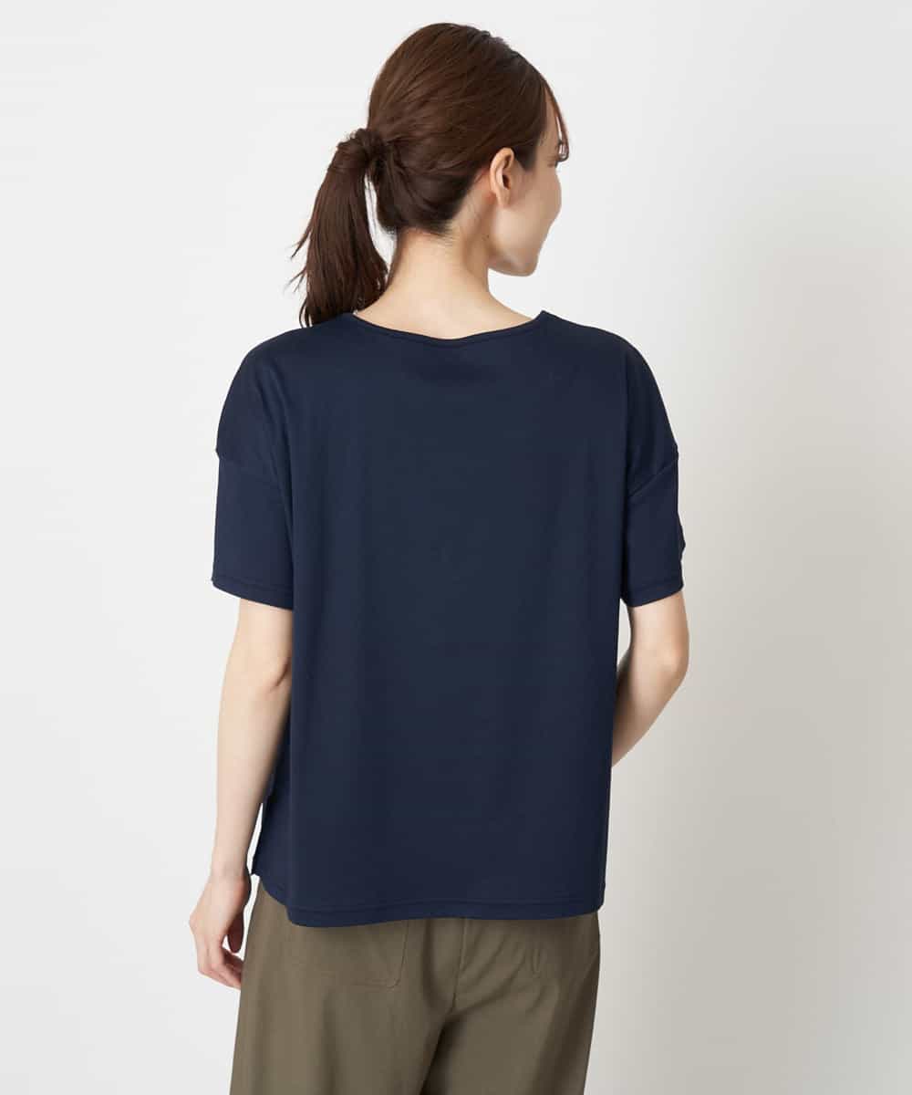 RBKGS42180 HIROKO BIS(ヒロコ ビス) 【洗える】パラリンアートドロップショルダーTシャツ（Layla） ネイビー