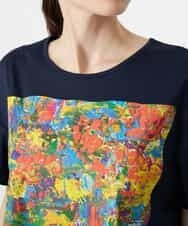 RBKGS42180 HIROKO BIS(ヒロコ ビス) 【洗える】パラリンアートドロップショルダーTシャツ（Layla） ネイビー