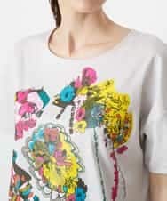 RBKGS43190 HIROKO BIS(ヒロコ ビス) 【洗える】パラリンアートチュニックTシャツ（Floris） ライトグレー