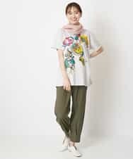 RBKGS43190 HIROKO BIS(ヒロコ ビス) 【洗える】パラリンアートチュニックTシャツ（Floris） ライトグレー