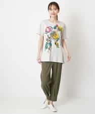 RBKGS43190 HIROKO BIS(ヒロコ ビス) 【洗える】パラリンアートチュニックTシャツ（Floris） ライトグレー