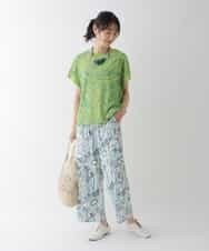RBKGT21230 HIROKO BIS(ヒロコ ビス) 【洗濯機で洗える】ジャカードメッシュデザインプルオーバー グリーン