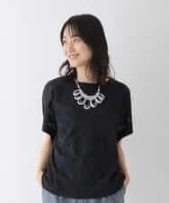 RBKGT21230 HIROKO BIS(ヒロコ ビス) 【洗濯機で洗える】ジャカードメッシュデザインプルオーバー ネイビー