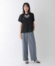 RBKGT21230 HIROKO BIS(ヒロコ ビス) 【洗濯機で洗える】ジャカードメッシュデザインプルオーバー ネイビー