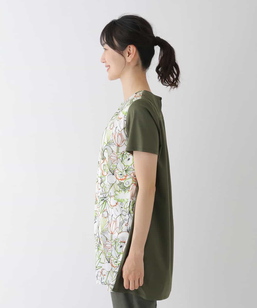 RBKGT25240 HIROKO BIS(ヒロコ ビス) 【洗える】カットソージョイントアートプリントチュニック オレンジ