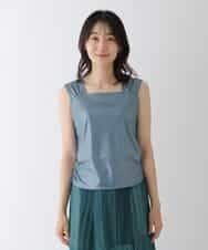 RBKGT29170 HIROKO BIS(ヒロコ ビス) 【洗える】メタリックプリントノースリーブトップ グリーン