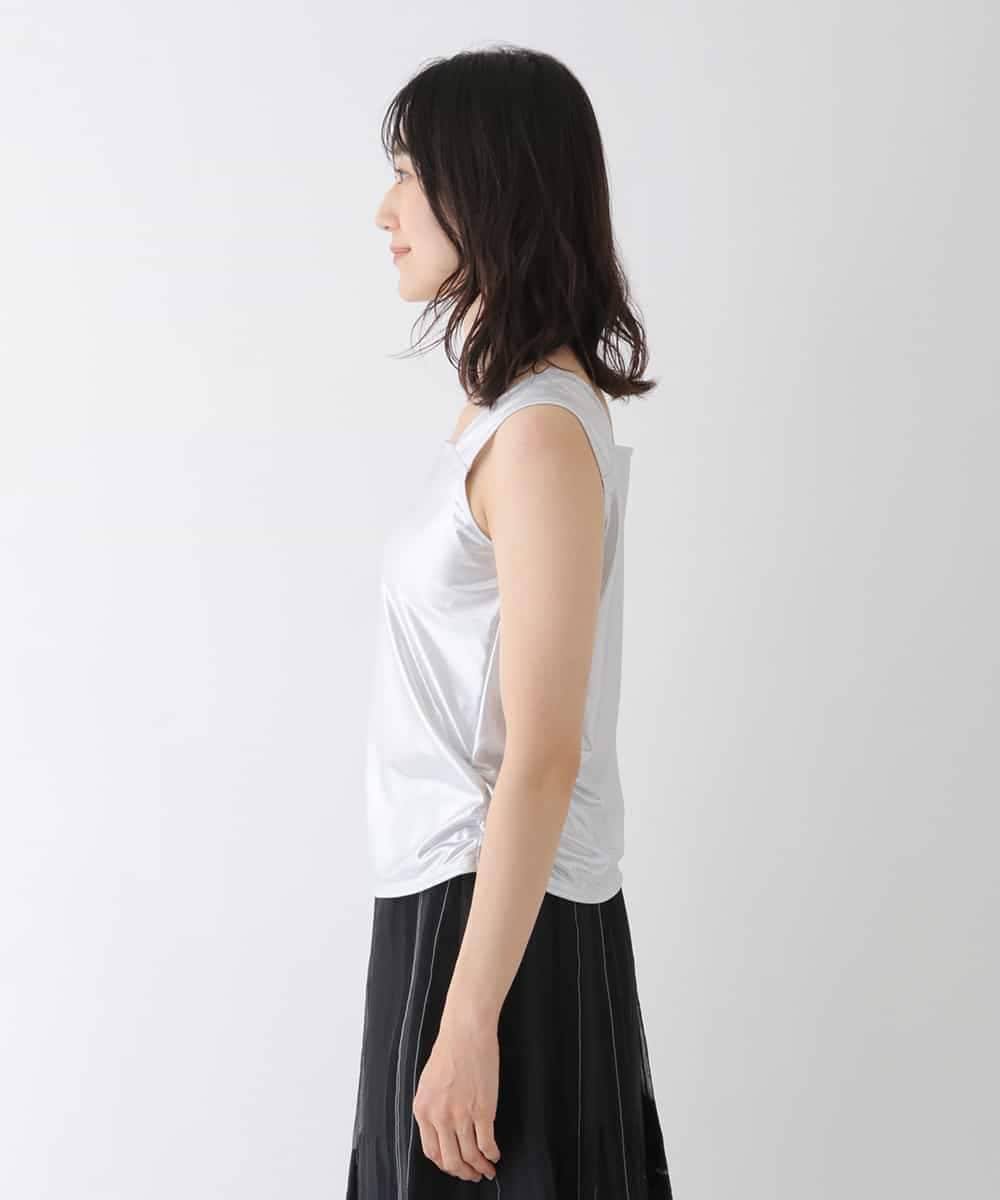 RBKGT29170 HIROKO BIS(ヒロコ ビス) 【洗える】メタリックプリントノースリーブトップ シルバー