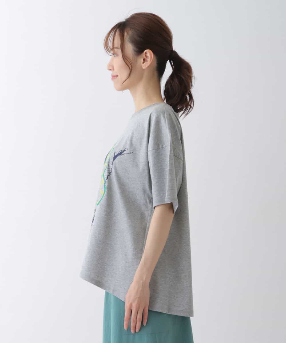 RBKGU50190 HIROKO BIS(ヒロコ ビス) 【洗える】バレリーナキャット刺繍デザインカットソー ライトグレー