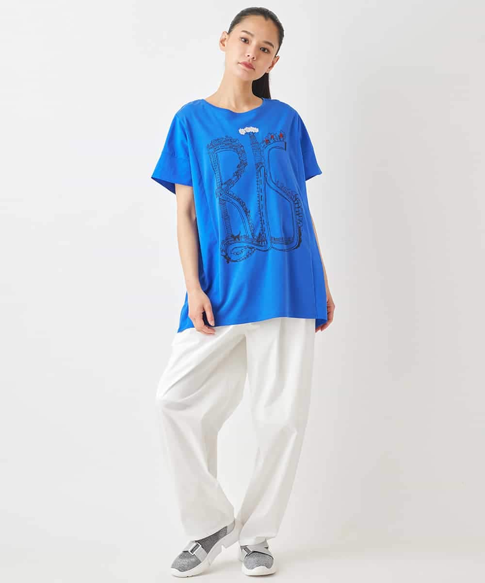 RBKGX03220 HIROKO BIS(ヒロコ ビス) グラフィカルプリントTシャツ /洗える ブルー