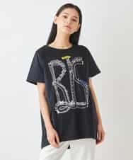 RBKGX03220 HIROKO BIS(ヒロコ ビス) グラフィカルプリントTシャツ /洗える ブルー