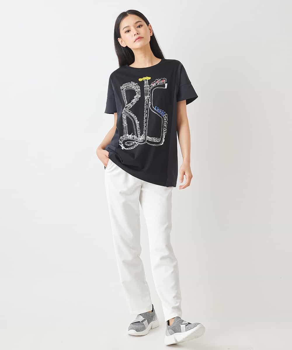 RBKGX03220 HIROKO BIS(ヒロコ ビス) グラフィカルプリントTシャツ /洗える ブルー